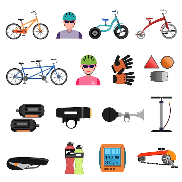 Kostenloser Vektor fahrrad-icons flat set