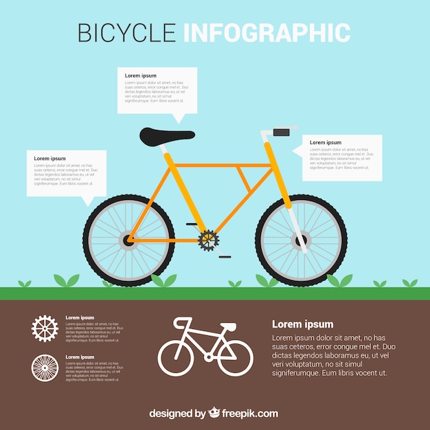 Kostenloser Vektor fahrrad-infografik mit textfeldern