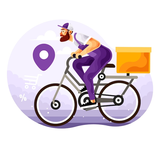 Fahrrad Lieferservice Premium Vektor