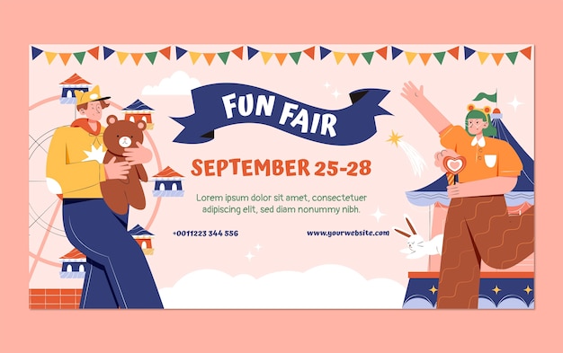 Fairfun-facebook-vorlage mit flachem design