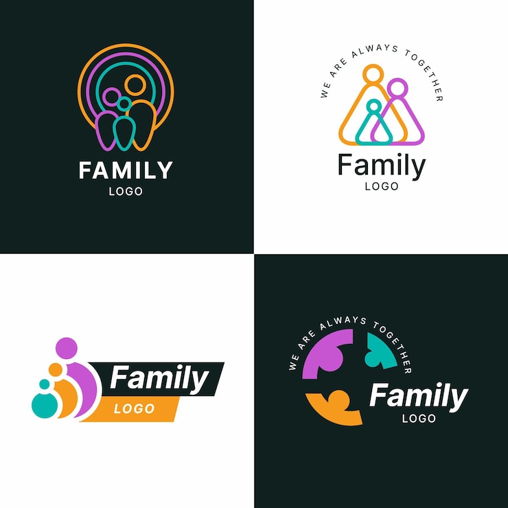 Kostenlose Vektor familienlogo-sammlung