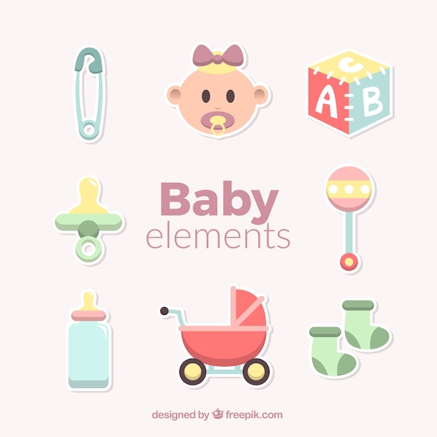 Fantastische Baby Elemente in flaches Design