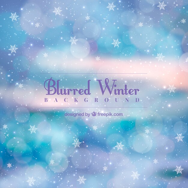 Fantastischer Winter-Hintergrund mit Schneeflocken und Bokeh-Effekt