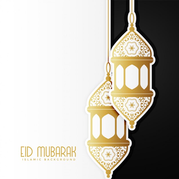 Fantastisches Eid Mubarak Design mit Hängeleuchten