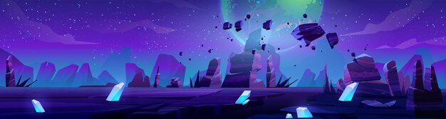 Fantasy-Alien-Planet-Landschaftsraum-Spielvektor