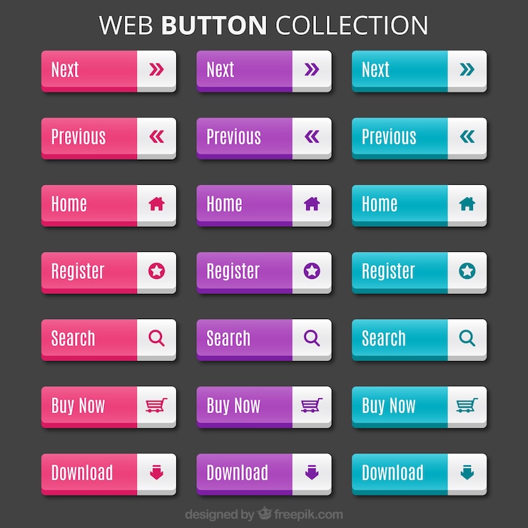 Kostenlose Vektor farbe web-schaltflächen sammlung