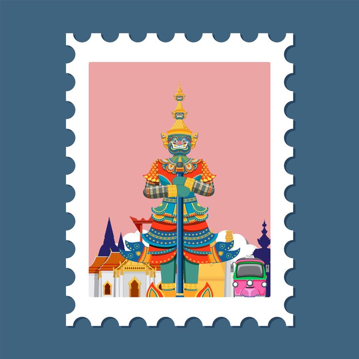 Kostenlose Vektor farbenfrohe illustration des thailändischen kulturdenkmals