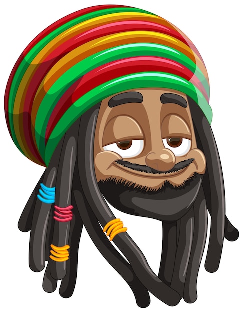 Kostenloser Vektor farbenfrohe rastafari-hutfigur-illustration