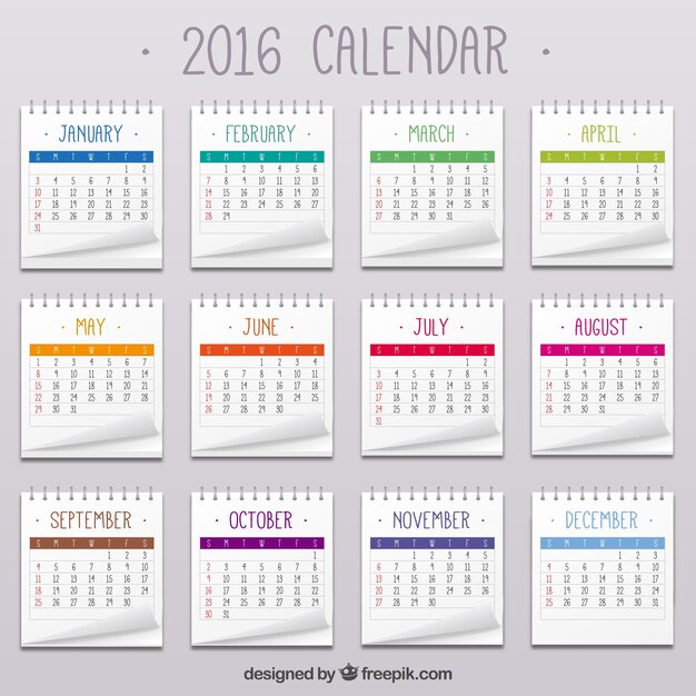 Farbige 2016 kalender