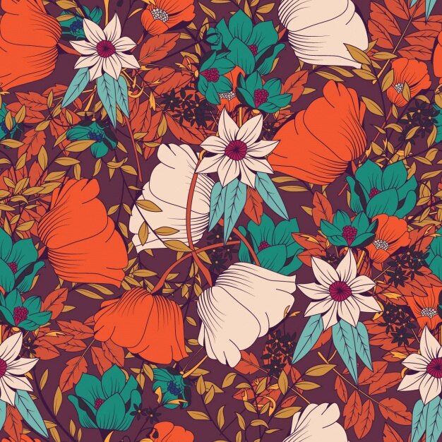 Kostenlose Vektor farbige blumenmuster design