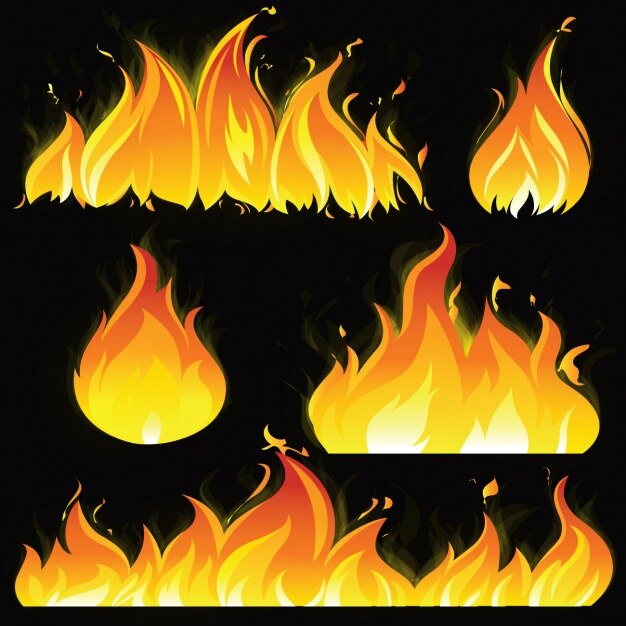 Kostenlose Vektor farbige flammen sammlung