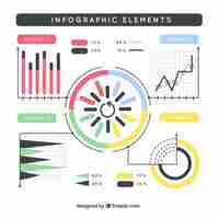 Kostenloser Vektor farbige infografik-elemente in der modernen art