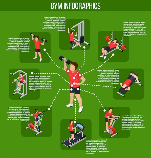 Farbige turnhalle infografiken