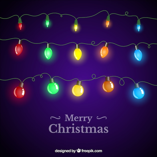 Farbige Weihnachtsbeleuchtung Hintergrund Kostenlose Vektor