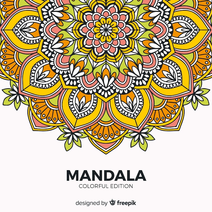 Kostenlose Vektor farbiger mandala-hintergrund