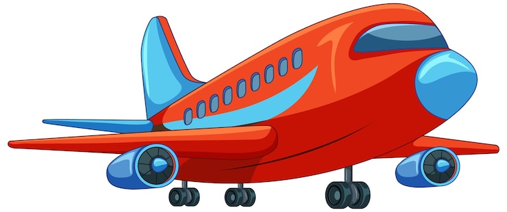 Kostenlose Vektor farbiges zeichentrickfilm-passagierflugzeug