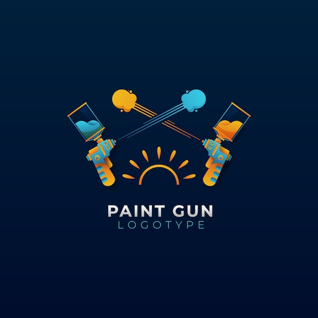 Kostenloser Vektor farbpistolen-logo-vorlage mit farbverlauf