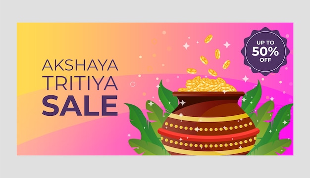 Kostenloser Vektor farbverlauf akshaya tritiya verkauf horizontale banner-vorlage