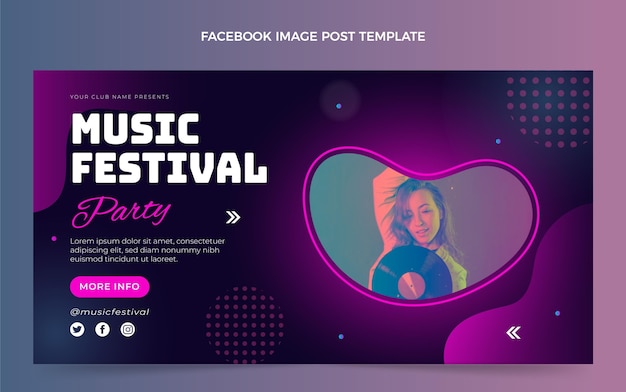 Farbverlauf bunter Musikfestival-Facebook-Beitrag