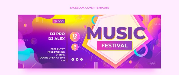 Farbverlauf buntes Musikfestival Facebook-Cover