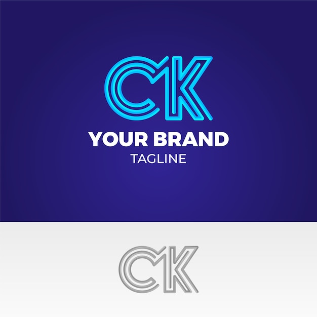 Kostenloser Vektor farbverlauf ck- oder kc-logo-vorlage