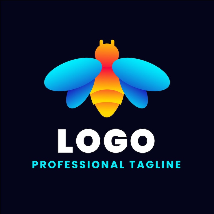 Kostenlose Vektor farbverlauf-farbige glühwürmchen-logo-vorlage
