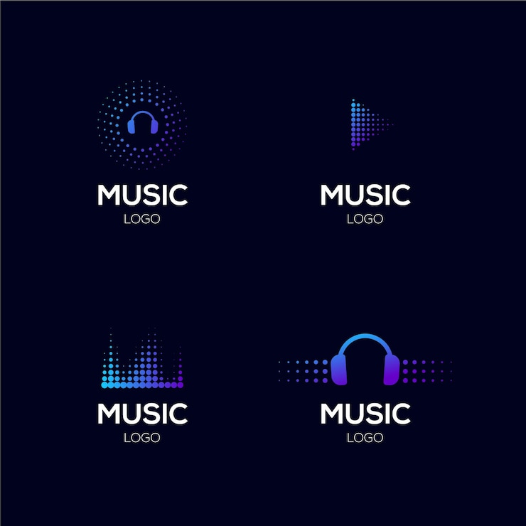 Kostenlose Vektor farbverlauf farbiges dj-logo-set
