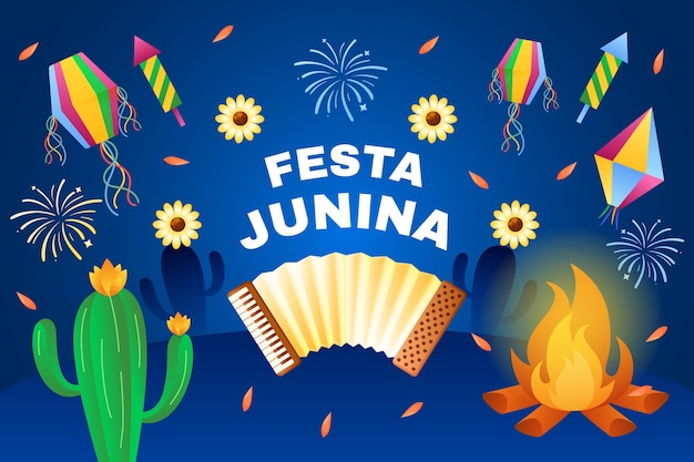 Kostenloser Vektor farbverlauf festas juninas hintergrund