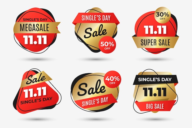 Farbverlauf goldene und rote single's day sale labels kollektion