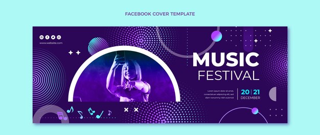 Farbverlauf Halbton-Musikfestival Facebook-Cover