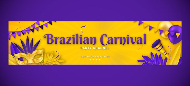 Kostenloser Vektor farbverlauf karneval twitch banner