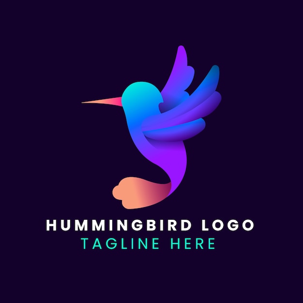 Kostenloser Vektor farbverlauf-kolibri-logo-design
