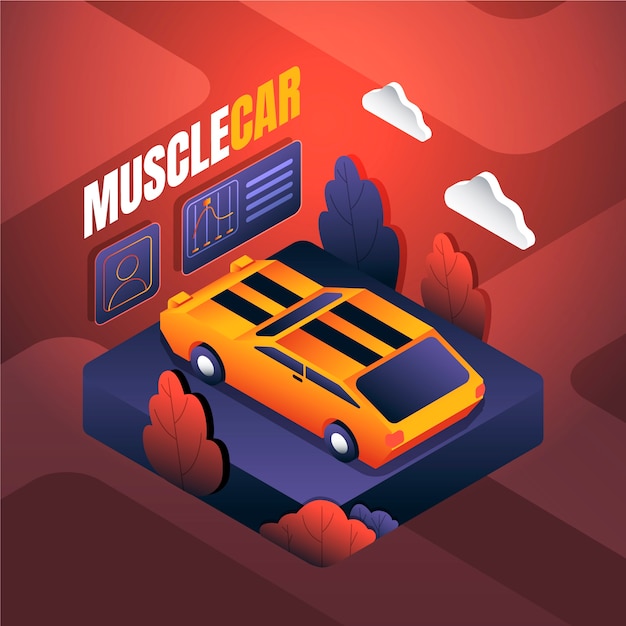 Kostenloser Vektor farbverlauf-muscle-car-illustration