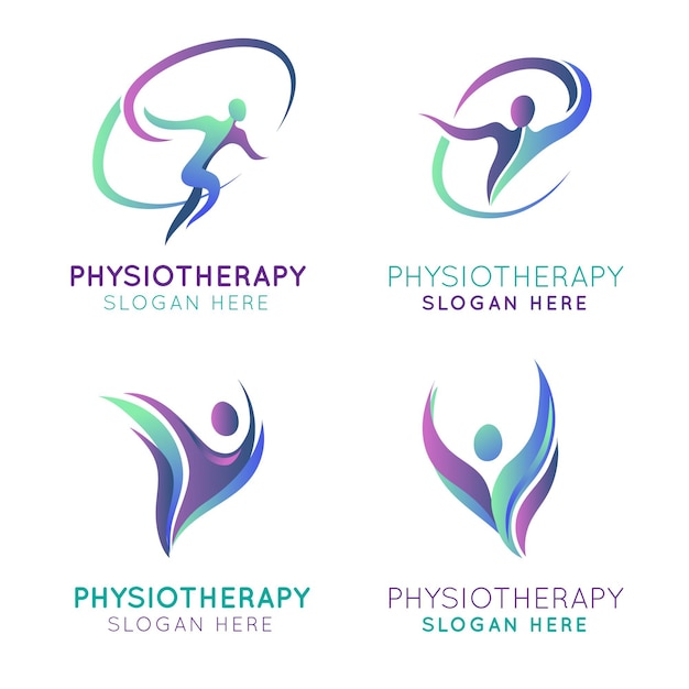 Kostenloser Vektor farbverlauf-physiotherapie-logo-kollektion