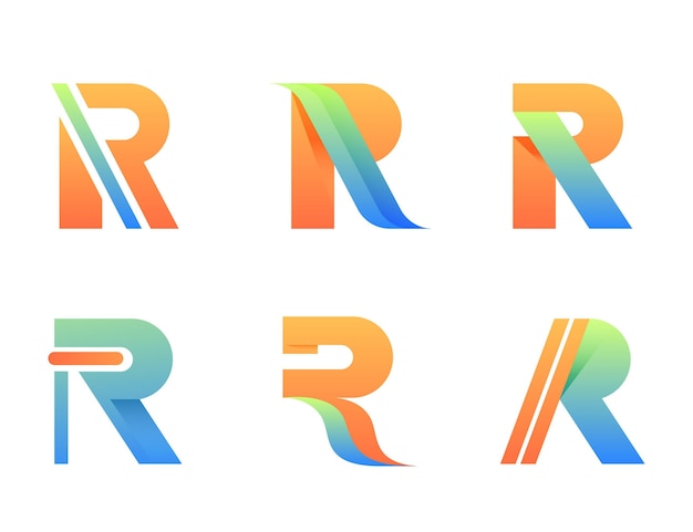Kostenloser Vektor farbverlauf r logo-sammlung