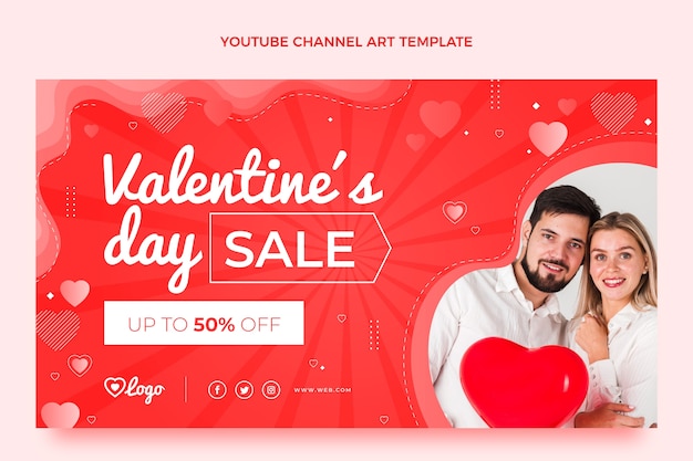 Kostenloser Vektor farbverlauf valentinstag youtube kanalkunst