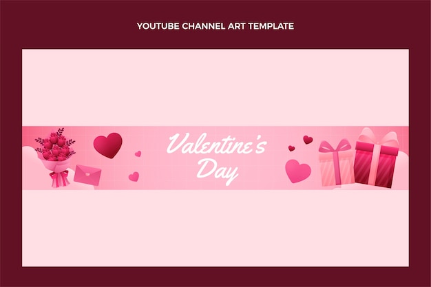 Kostenloser Vektor farbverlauf valentinstag youtube kanalkunst