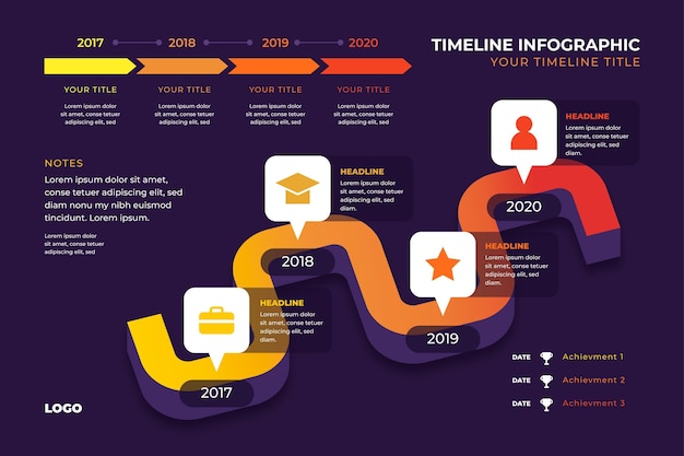 Farbverlaufs-timeline-infografik