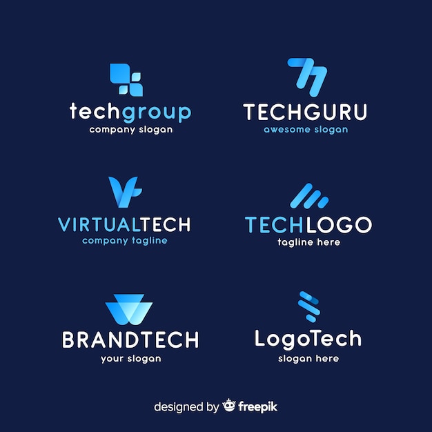 Kostenloser Vektor farbverlaufstechnologie-logo-auflistung