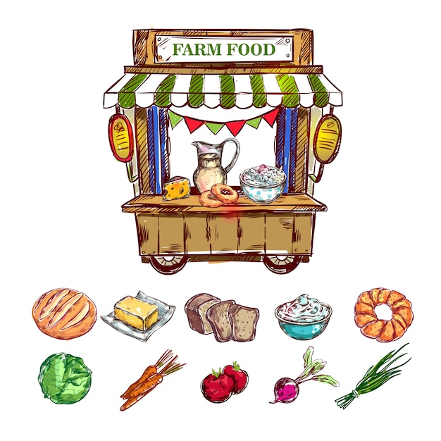 Farm Food Outdoor Shop Zusammensetzung