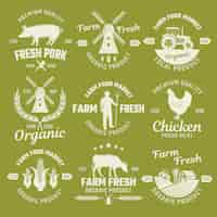 Kostenloser Vektor farm monochrome embleme