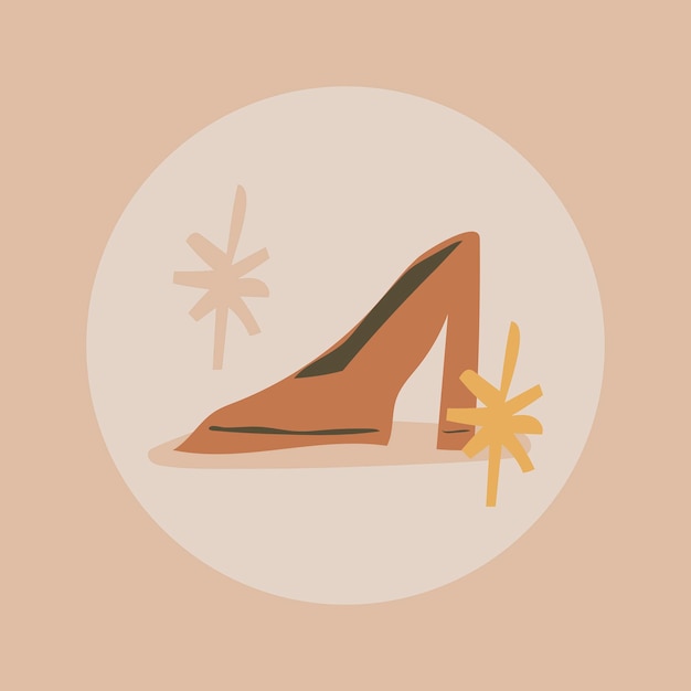 Fashion Instagram Highlight-Symbol, High Heels Doodle im Erdton-Design-Vektor