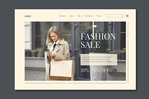 Kostenloser Vektor fashion sale landing page