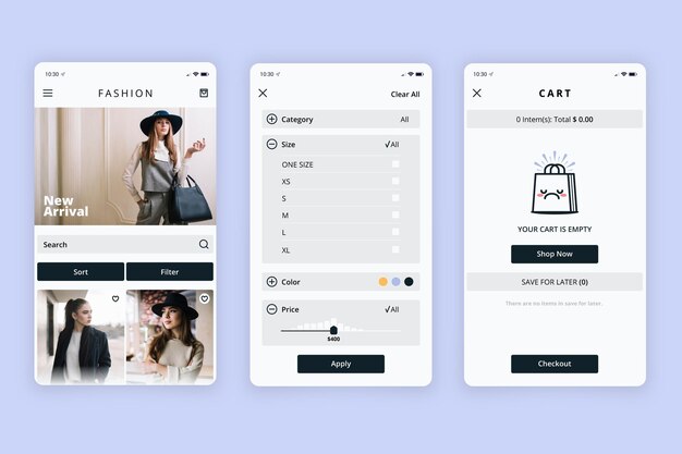 Fashion Shopping App Oberfläche
