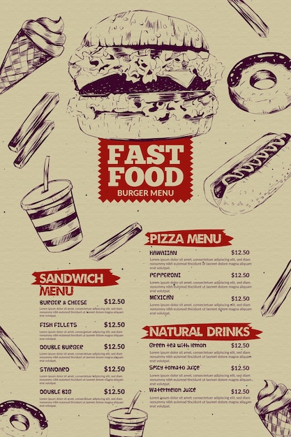 Fast-food-restaurant-menüvorlage