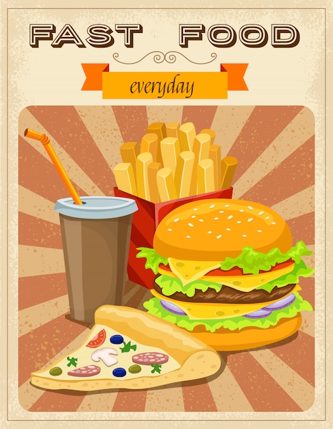 Kostenloser Vektor fast food retro style poster