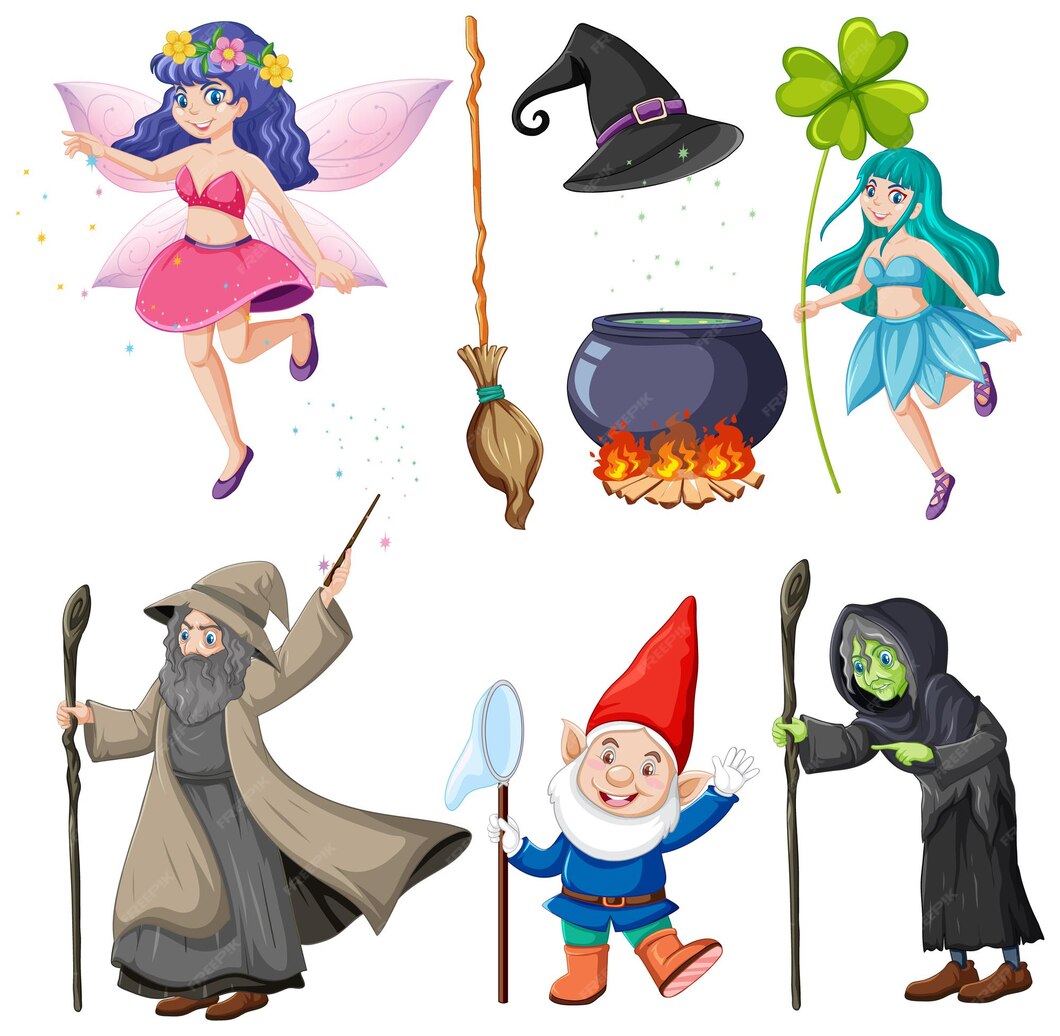 Feen-cartoon-charakter-vektor-set | Kostenlose Vektor