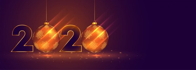 Feierfahne des neuen Jahres 2020 mit Weihnachtsbällen