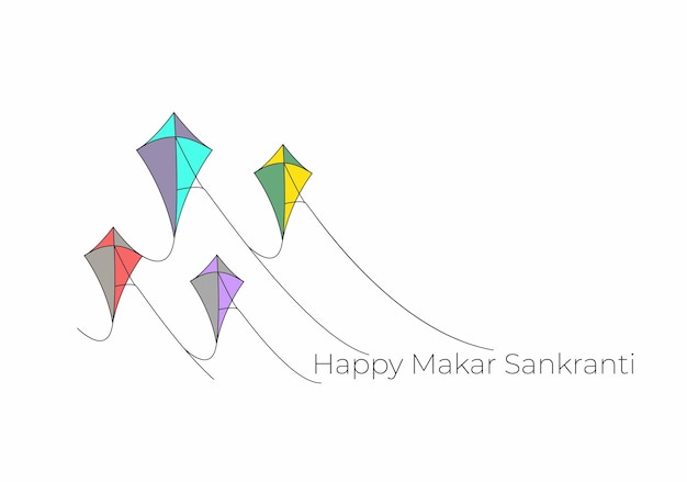 Feiern sie makar sankranti hintergrund mit bunten drachen mit manja.