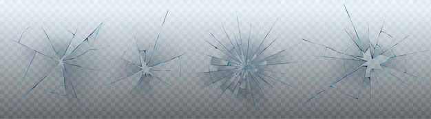 Fensterglas-riss-textur, vektoreffekt, isoliertes objekt auf transparentem hintergrund, realistischer zerbrochener windschutzscheiben-lochrahmen, abstraktes zerstörungsspiegel-fragment-muster, einbruch- oder raubschadenssatz